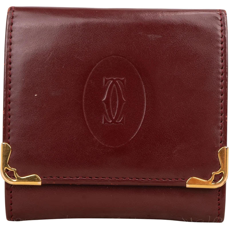 Cartier Bordeaux Leather Mini Coin Wallet