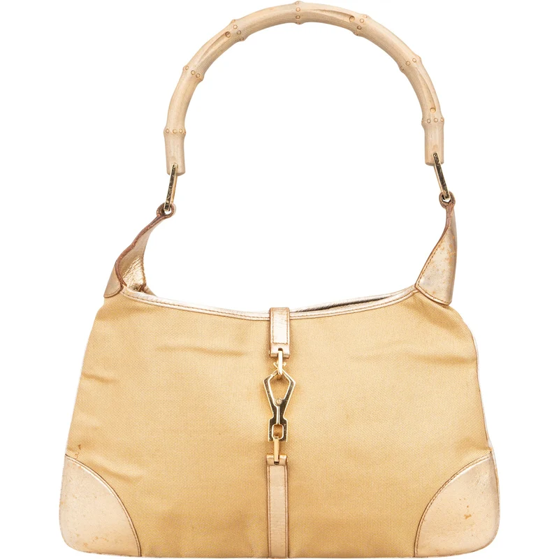 Gucci Golden Fabric Bamboo Jackie Shoulder Bag