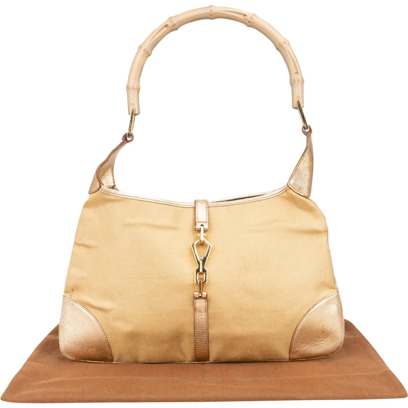 Gucci Golden Fabric Bamboo Jackie Shoulder Bag