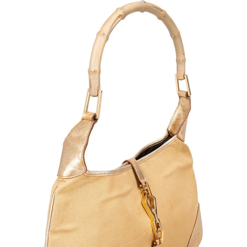 Gucci Golden Fabric Bamboo Jackie Shoulder Bag