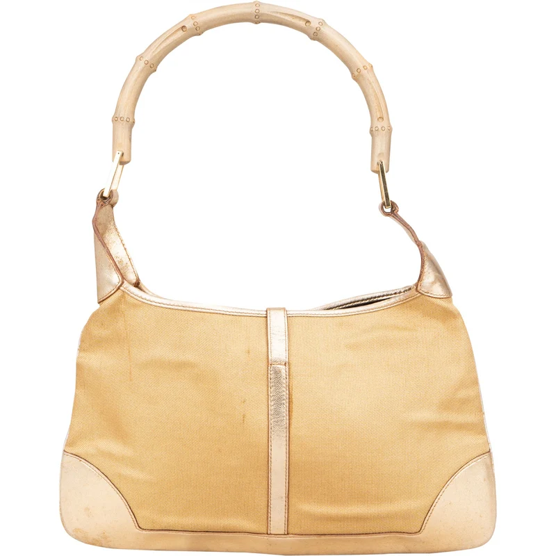 Gucci Golden Fabric Bamboo Jackie Shoulder Bag