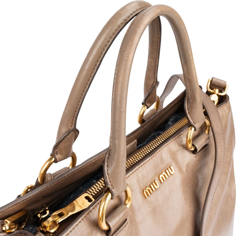 Miu Miu Vitello Lux Leather Tote Handbag