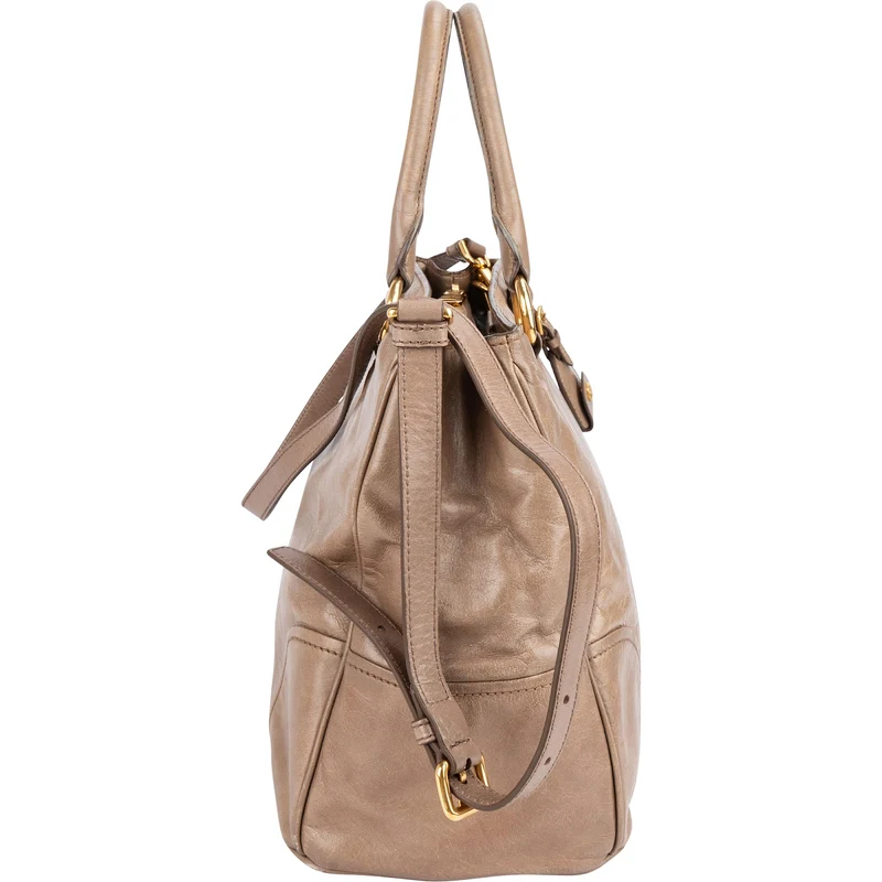 Miu Miu Vitello Lux Leather Tote Handbag