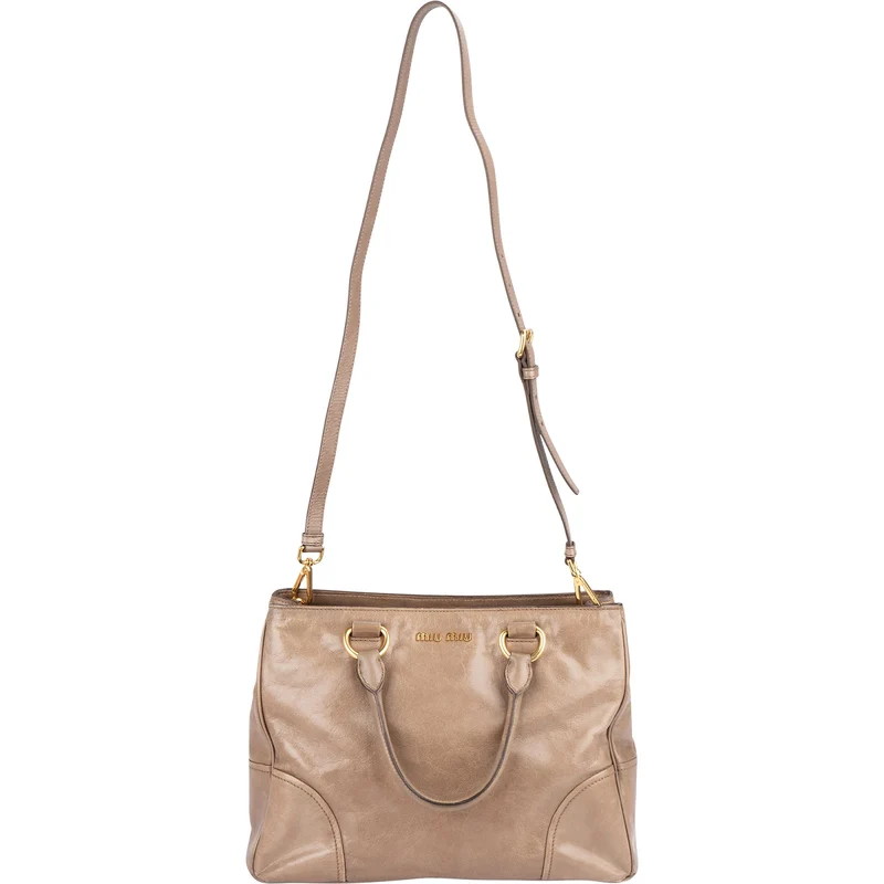 Miu Miu Vitello Lux Leather Tote Handbag