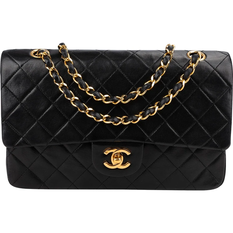 Chanel Quilted Lambskin Medium 24K Gold Double Flap Shoulder Bag