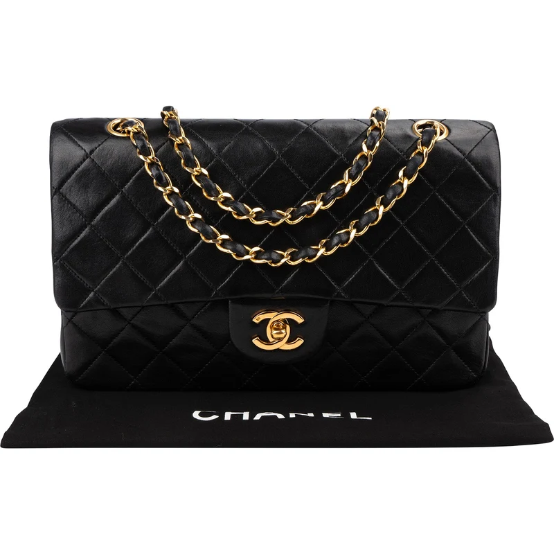 Chanel Quilted Lambskin Medium 24K Gold Double Flap Shoulder Bag