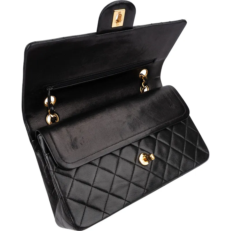 Chanel Quilted Lambskin Medium 24K Gold Double Flap Shoulder Bag
