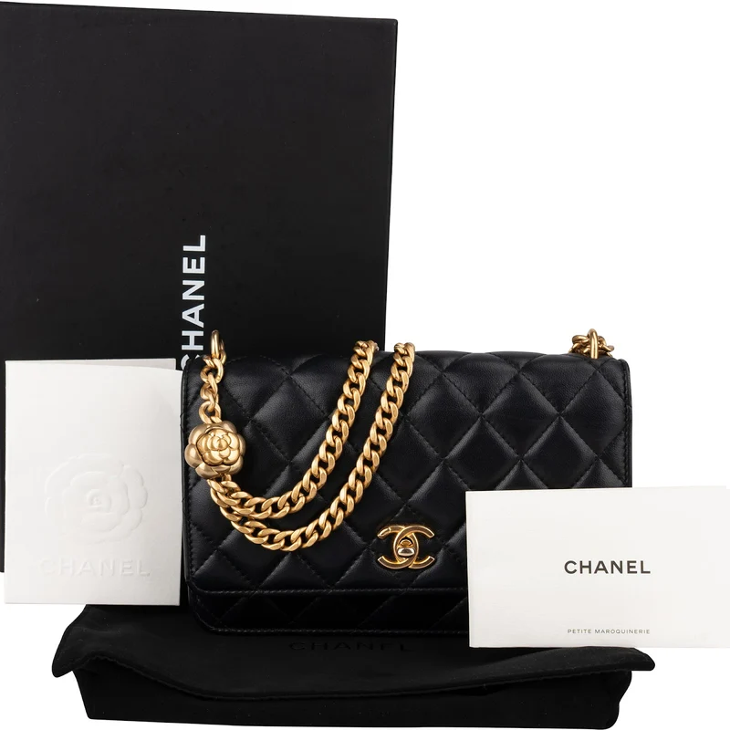 Chanel Quilted Lambskin Camellia Wallet On Chain Crossbody Bag