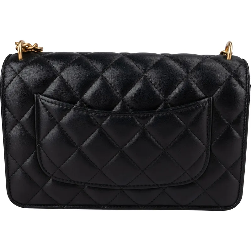 Chanel Quilted Lambskin Camellia Wallet On Chain Crossbody Bag