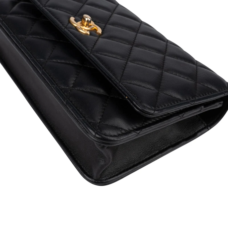 Chanel Quilted Lambskin Camellia Wallet On Chain Crossbody Bag