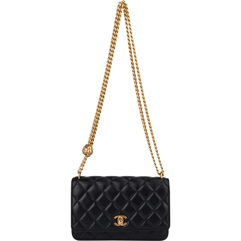 Chanel Quilted Lambskin Camellia Wallet On Chain Crossbody Bag