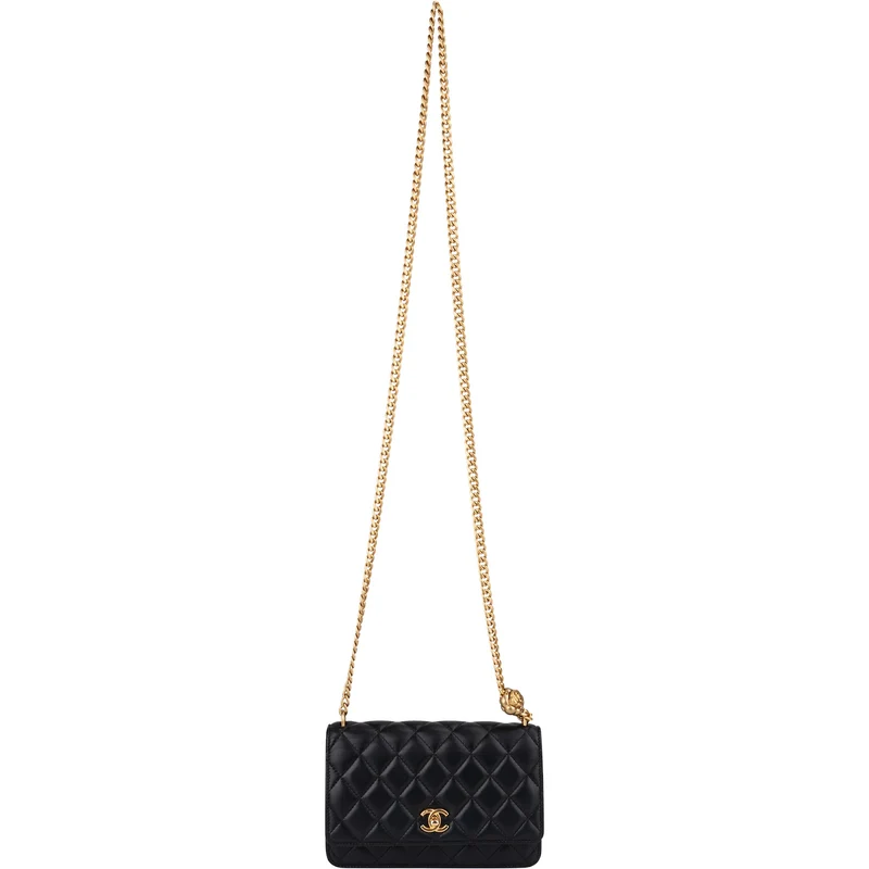 Chanel Quilted Lambskin Camellia Wallet On Chain Crossbody Bag