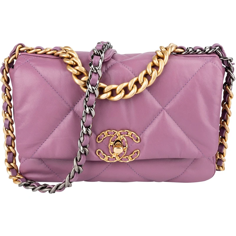 Chanel 19 Purple Quilted Lambskin Single Flap Crossbody Bag