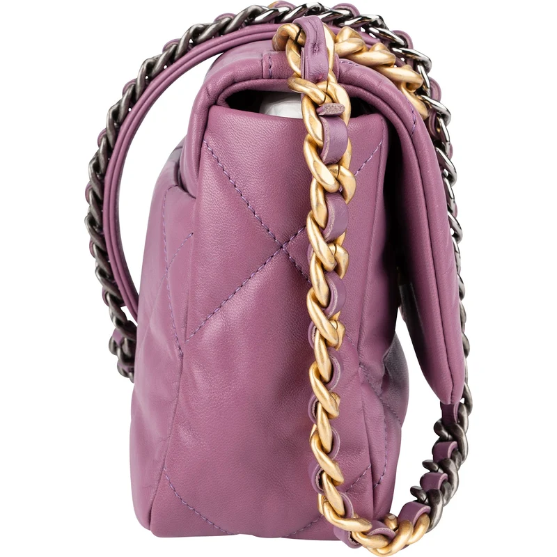 Chanel 19 Purple Quilted Lambskin Single Flap Crossbody Bag