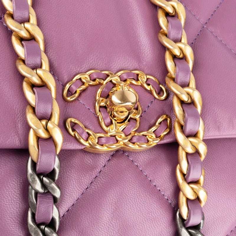 Chanel 19 Purple Quilted Lambskin Single Flap Crossbody Bag
