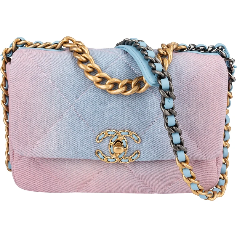 Chanel 19 Quilted Denim Sky Ombre Single Flap Crossbody Bag