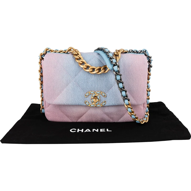 Chanel 19 Quilted Denim Sky Ombre Single Flap Crossbody Bag