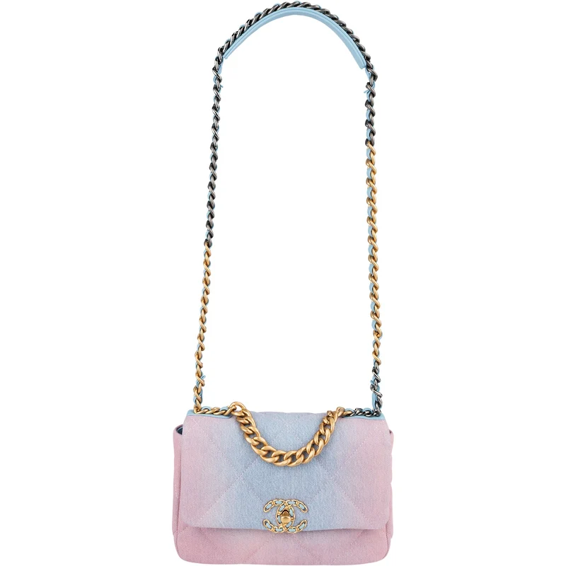 Chanel 19 Quilted Denim Sky Ombre Single Flap Crossbody Bag