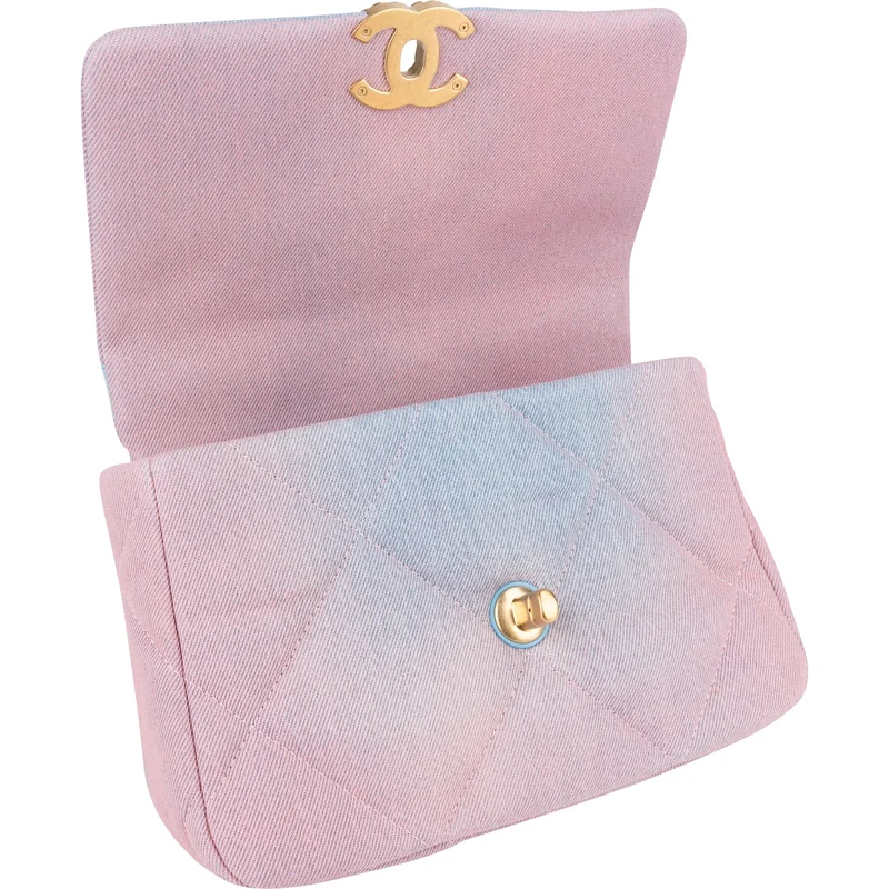 Chanel 19 Quilted Denim Sky Ombre Single Flap Crossbody Bag