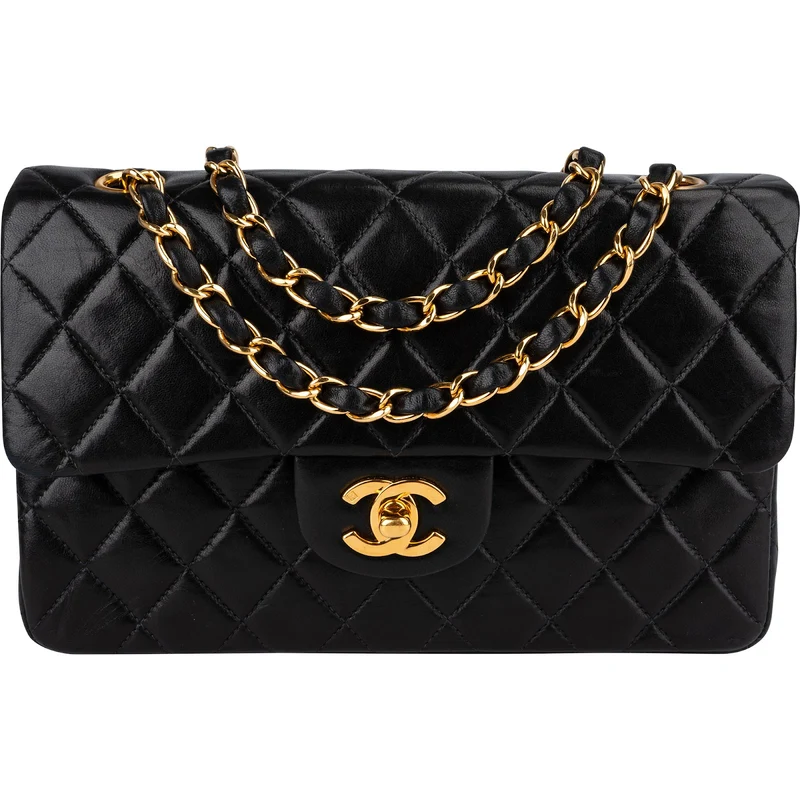 Chanel Quilted Lambskin 24K Gold Small Double Flap Shoulder Bag