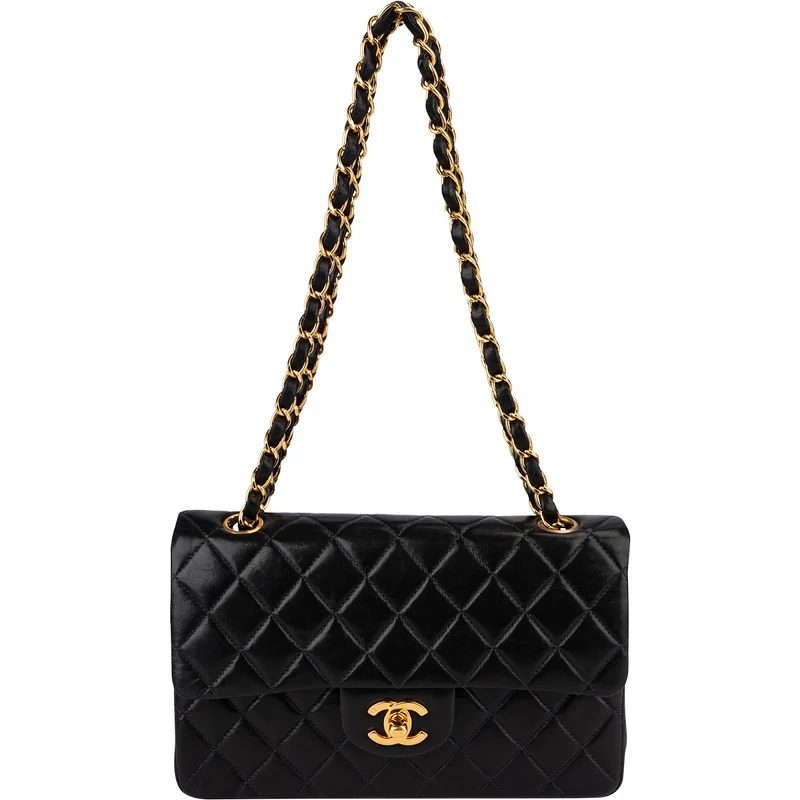 Chanel Quilted Lambskin 24K Gold Small Double Flap Shoulder Bag