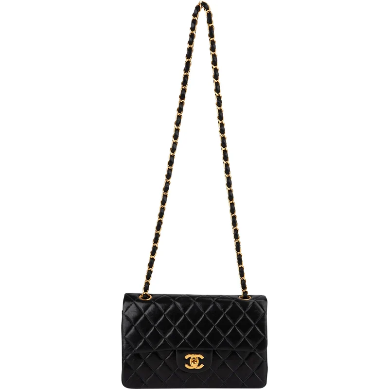 Chanel Quilted Lambskin 24K Gold Small Double Flap Shoulder Bag