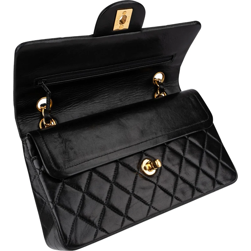 Chanel Quilted Lambskin 24K Gold Small Double Flap Shoulder Bag