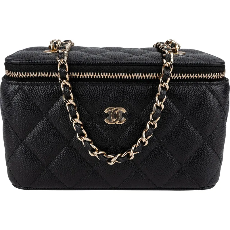 Chanel Quilted Caviar Leather Vanity Case Crossbody Bag