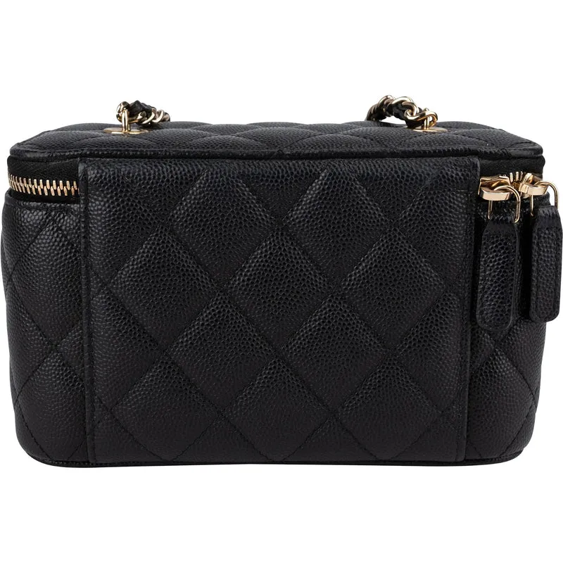 Chanel Quilted Caviar Leather Vanity Case Crossbody Bag