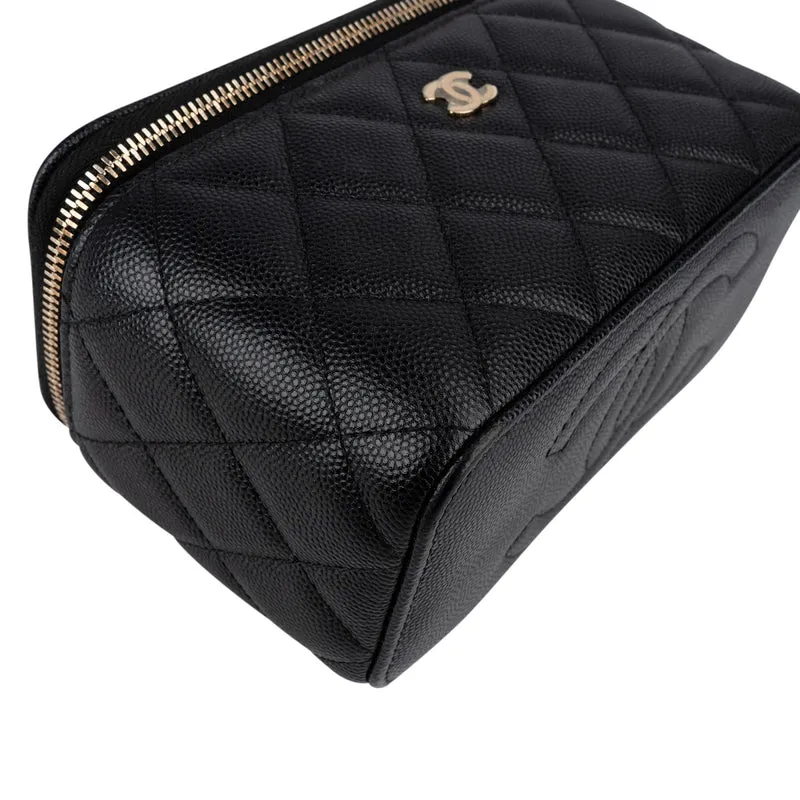 Chanel Quilted Caviar Leather Vanity Case Crossbody Bag