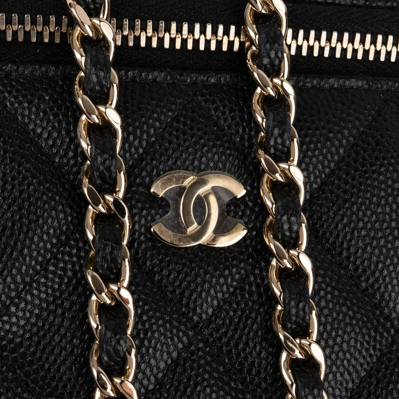 Chanel Quilted Caviar Leather Vanity Case Crossbody Bag