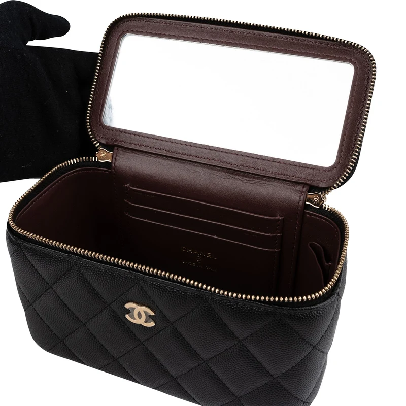 Chanel Quilted Caviar Leather Vanity Case Crossbody Bag