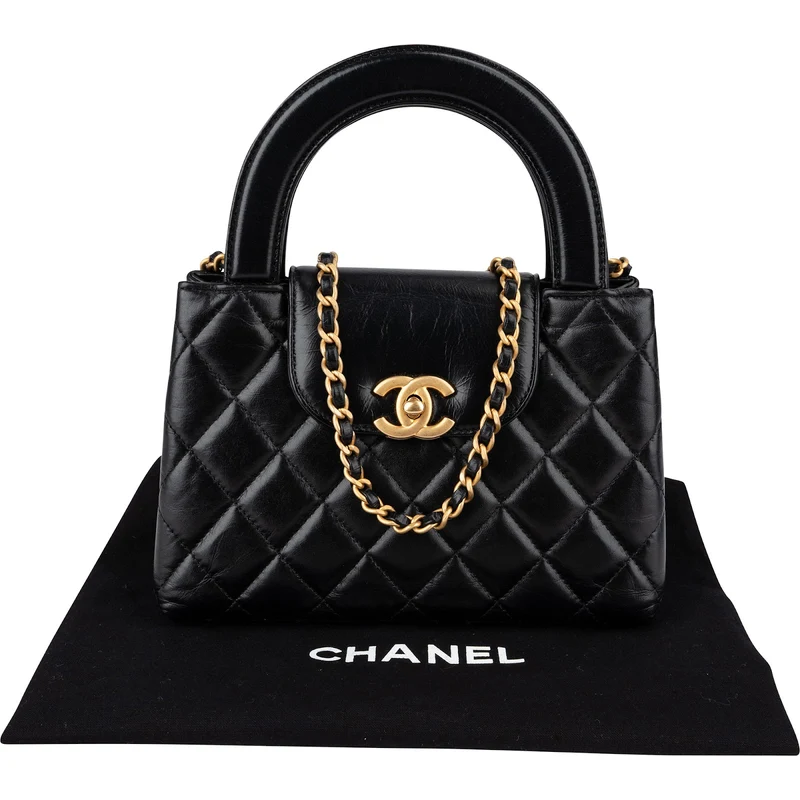 Chanel Quilted Lambskin Kelly Top Handle Small Crossbody Handbag
