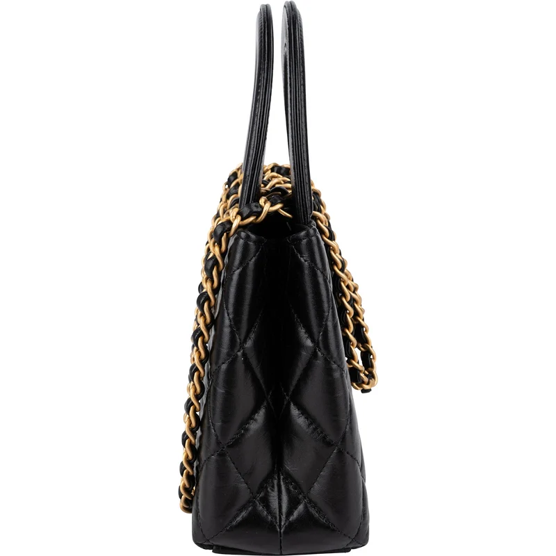 Chanel Quilted Lambskin Kelly Top Handle Small Crossbody Handbag