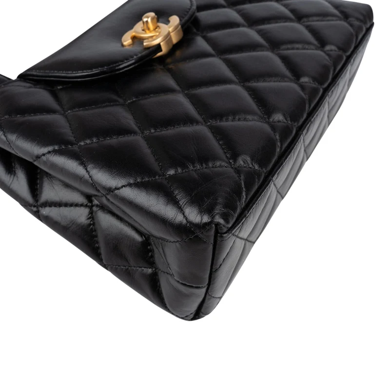 Chanel Quilted Lambskin Kelly Top Handle Small Crossbody Handbag