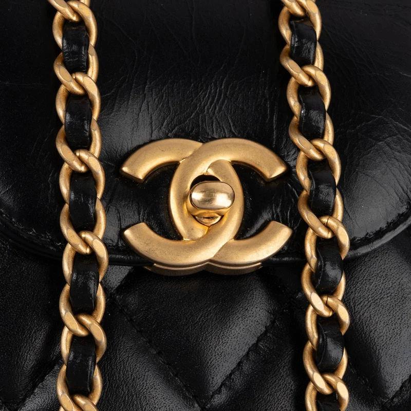 Chanel Quilted Lambskin Kelly Top Handle Small Crossbody Handbag
