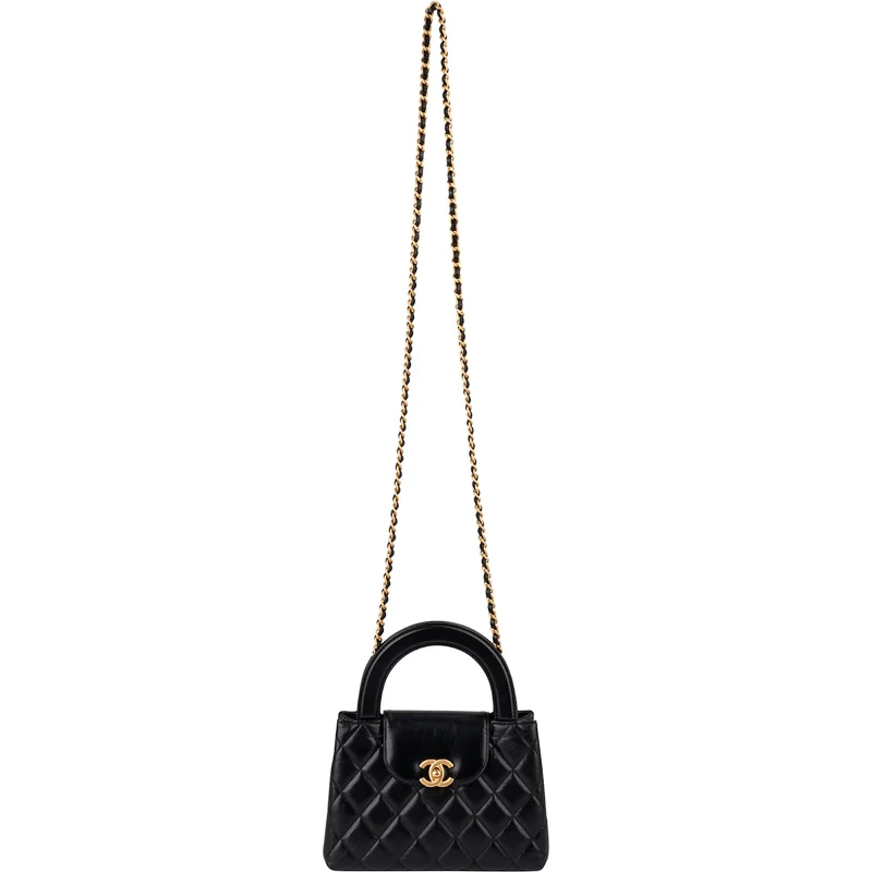 Chanel Quilted Lambskin Kelly Top Handle Small Crossbody Handbag
