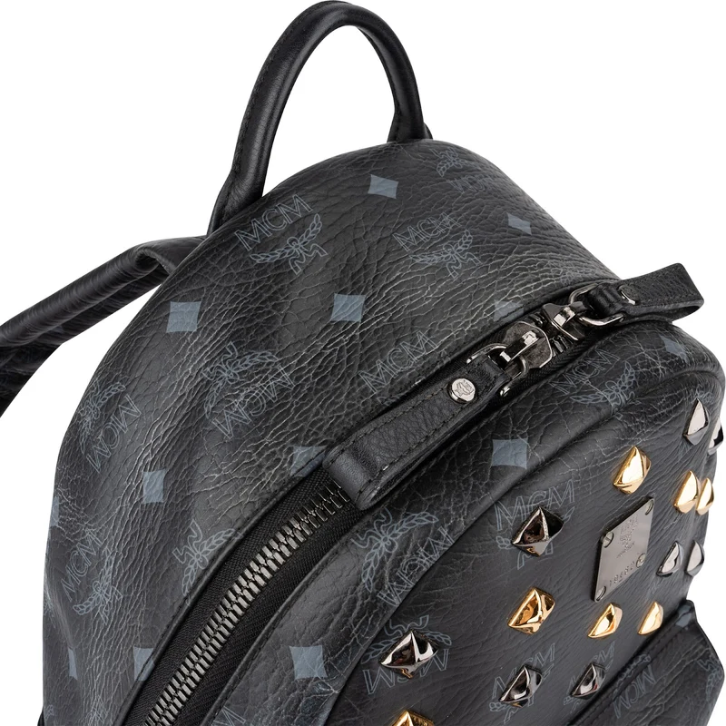MCM Monogram Visetos Black Stark Bebe Boo Backpack