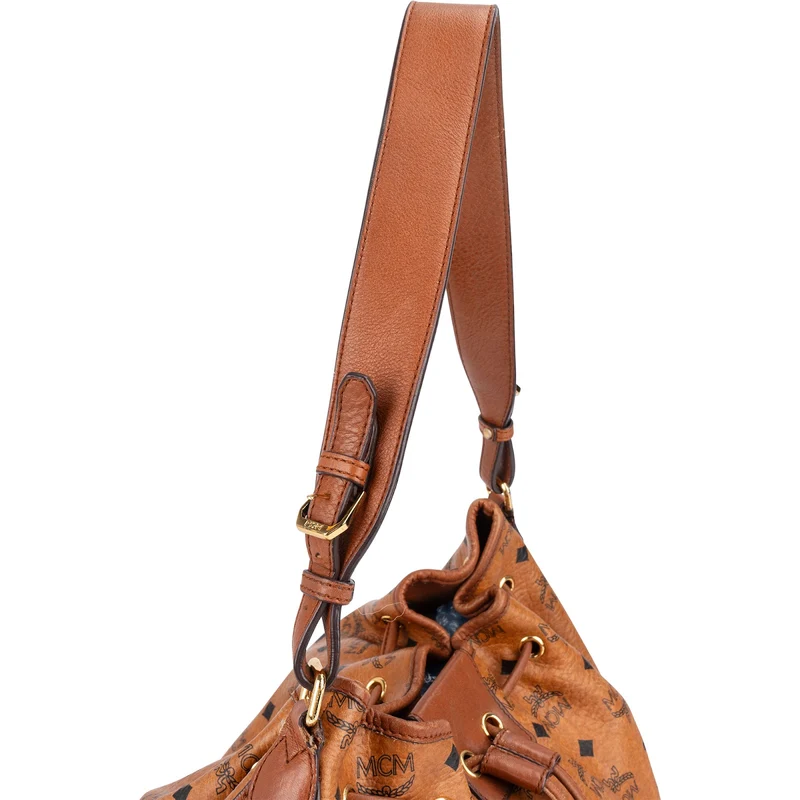 MCM Monogram Visetos Drawstring Hobo Shoulder Bag