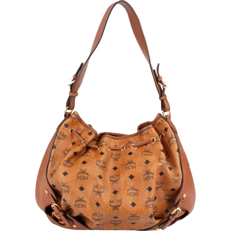 MCM Monogram Visetos Drawstring Hobo Shoulder Bag