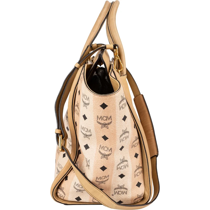 MCM Monogram Visetos Striped Shopper Handbag