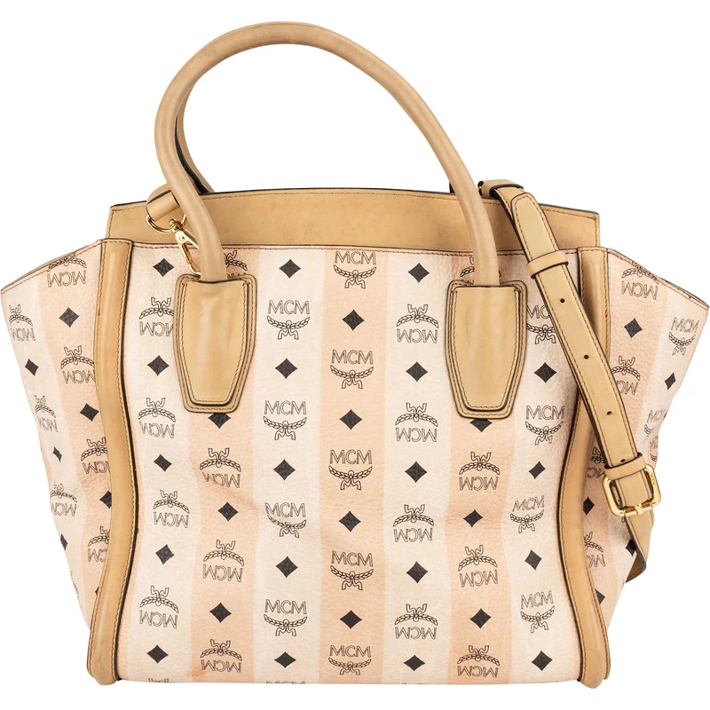 MCM Monogram Visetos Striped Shopper Handbag