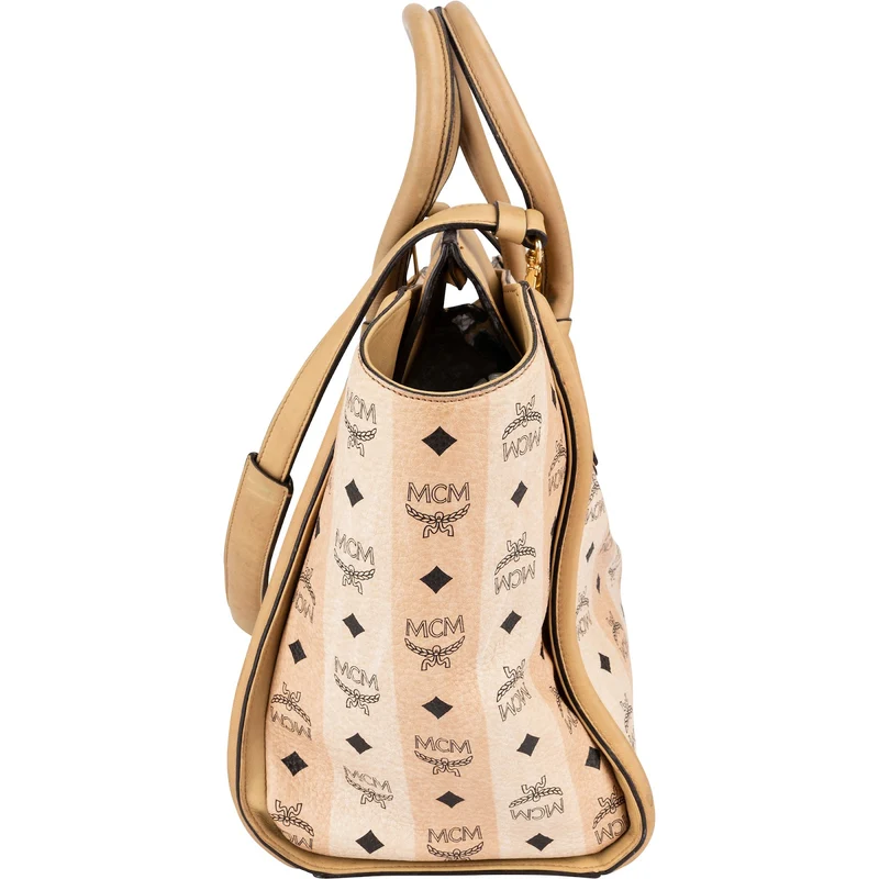 MCM Monogram Visetos Striped Shopper Handbag
