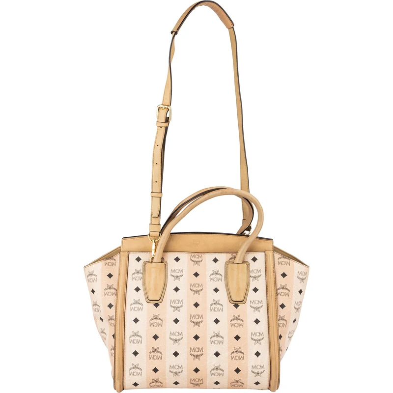 MCM Monogram Visetos Striped Shopper Handbag
