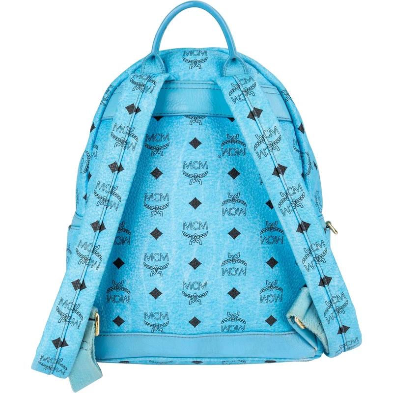 MCM Monogram Visetos Blue Stark Studded Stark 2 in 1 Backpack