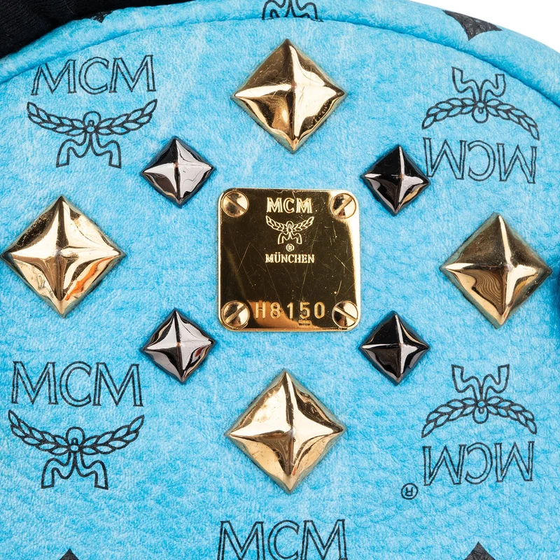 MCM Monogram Visetos Blue Stark Studded Stark 2 in 1 Backpack