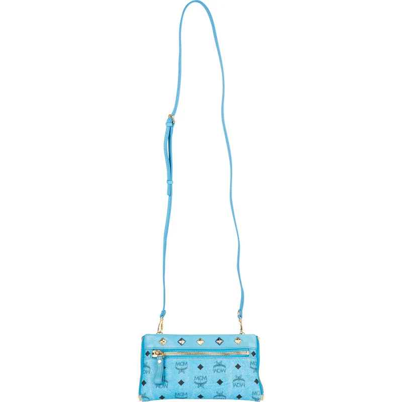 MCM Monogram Visetos Blue Stark Studded Stark 2 in 1 Backpack