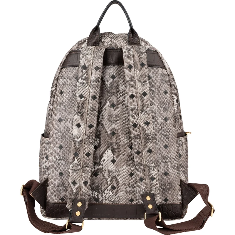 MCM Visetos Python Embossed Studded Stark Large Backpack