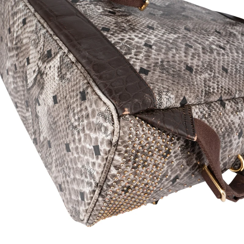 MCM Visetos Python Embossed Studded Stark Large Backpack