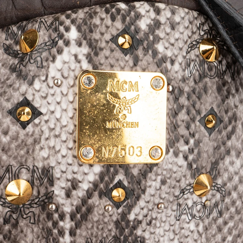 MCM Visetos Python Embossed Studded Stark Large Backpack